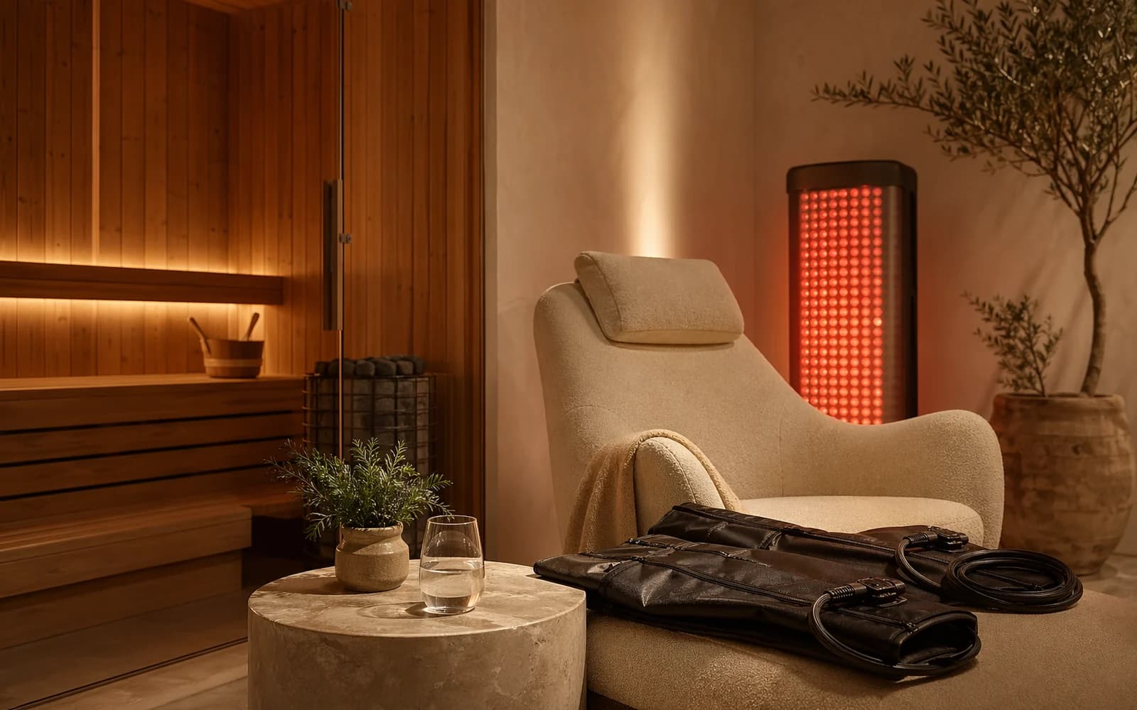 A recovery space with cold and compression equipment.